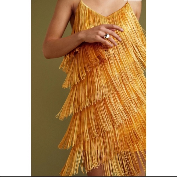 Mango Dresses Mango Gold Fringe Dress Poshmark